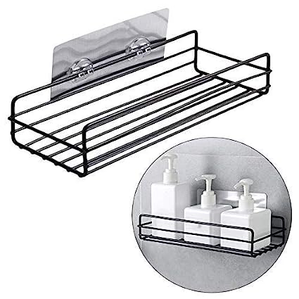 Pack of 2 Multipurpose Plastic Kitchen Bathroom Wall Corner Shelf with  Strong Magic Sticker Shower Rack